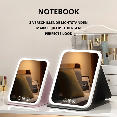 Notebook | Opvouwbare LED make-up spiegel met instelbaar licht