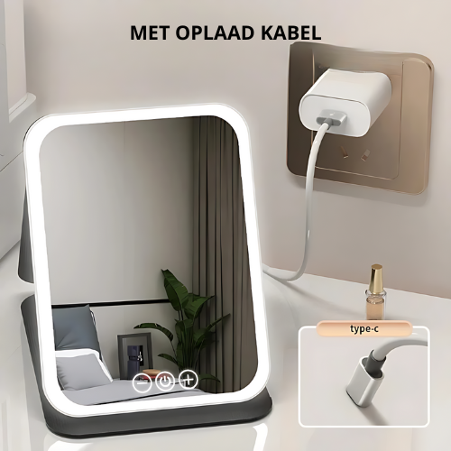 Notebook | Opvouwbare LED make-up spiegel met instelbaar licht